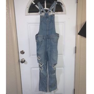 Light denim overalls
